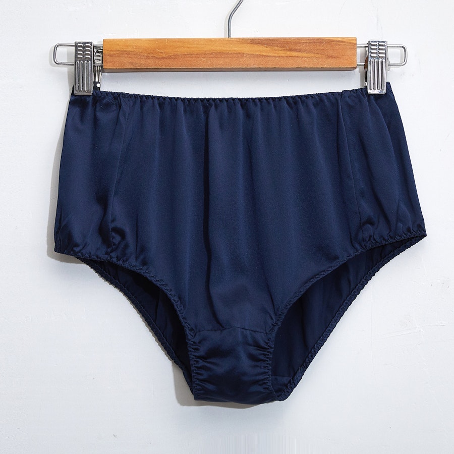 Navy Pure Mulberry Silk French Cut Panties | High Waist | 22 Momme | Float Collection Image # 149439
