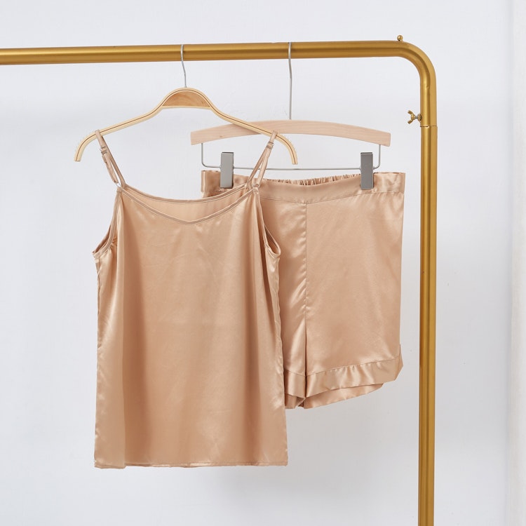 Champagne Pure Mulberry Silk Camisole and Shorts Set | 19 Momme | Soar Collection photo