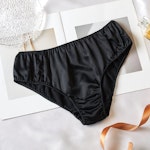 Black Pure Mulberry Silk Bikini Panties | Mid Waist | 22 Momme | Float Collection Thumbnail # 149586