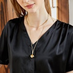 Black Pure Mulberry Silk Top | Regular Fit | 19 Momme | Soar Collection Thumbnail # 149593