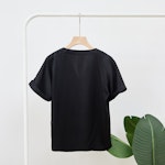 Black Pure Mulberry Silk Top | Regular Fit | 19 Momme | Soar Collection Thumbnail # 149596