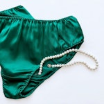 Emerald Green Pure Mulberry Silk Bikini Panties | Mid Waist | 22 Momme | Float Collection Thumbnail # 149646