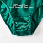 Emerald Green Pure Mulberry Silk Bikini Panties | Mid Waist | 22 Momme | Float Collection Thumbnail # 149647