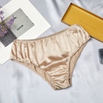 Beige Pure Mulberry Silk Bikini Panties | Mid Waist | 22 Momme | Float Collection Thumbnail # 149679