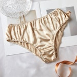 Beige Pure Mulberry Silk Bikini Panties | Mid Waist | 22 Momme | Float Collection Thumbnail # 149683
