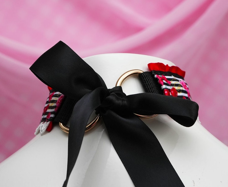 Pop My Cherry (Red & Black) Satin Ribbon Collar Image # 149969