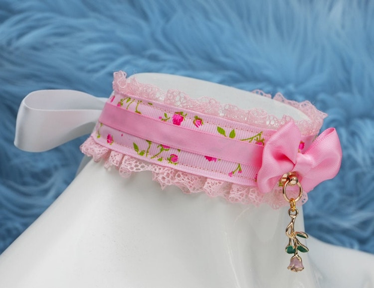 Pink Rose Lace & Ribbon Collar photo