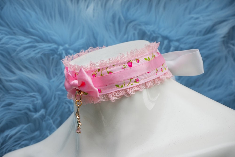 Pink Rose Lace & Ribbon Collar photo