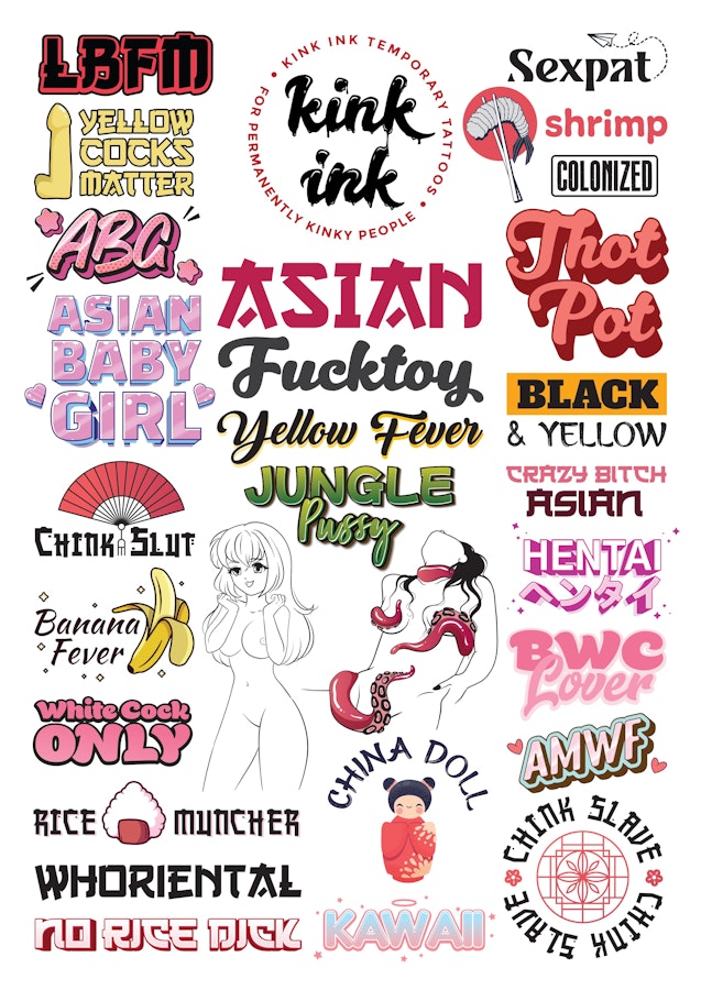 A4 Asian (Mega Sheet) - 27 Adult Temporary Tattoos