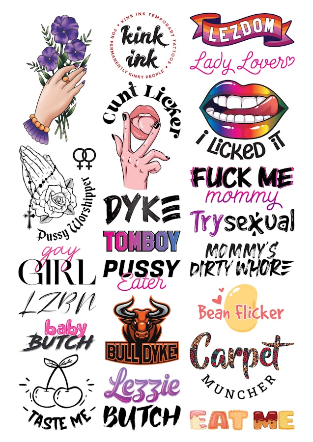 A4 Lesbian (Mega Sheet) - 23 Adult Temporary Tattoos