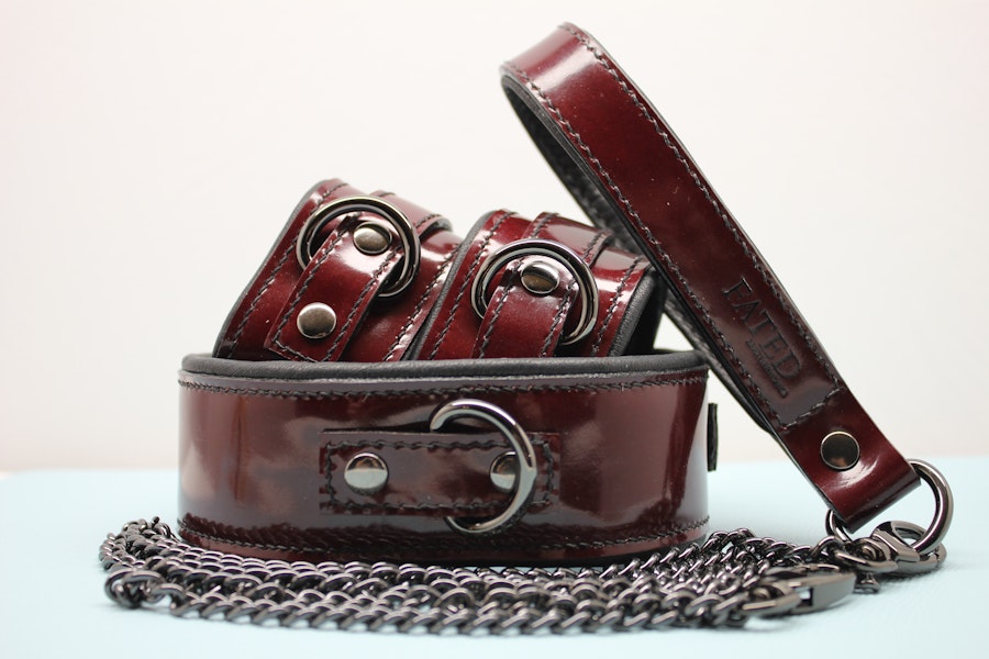 Black Cherry Luxury Leather Restraint Set