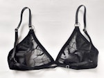 Black sheer BABE spiderweb bra, see thru mesh goth triangle bralette soft cup and wire-free velvet lingerie. Handmade to order in your size. Thumbnail # 172961