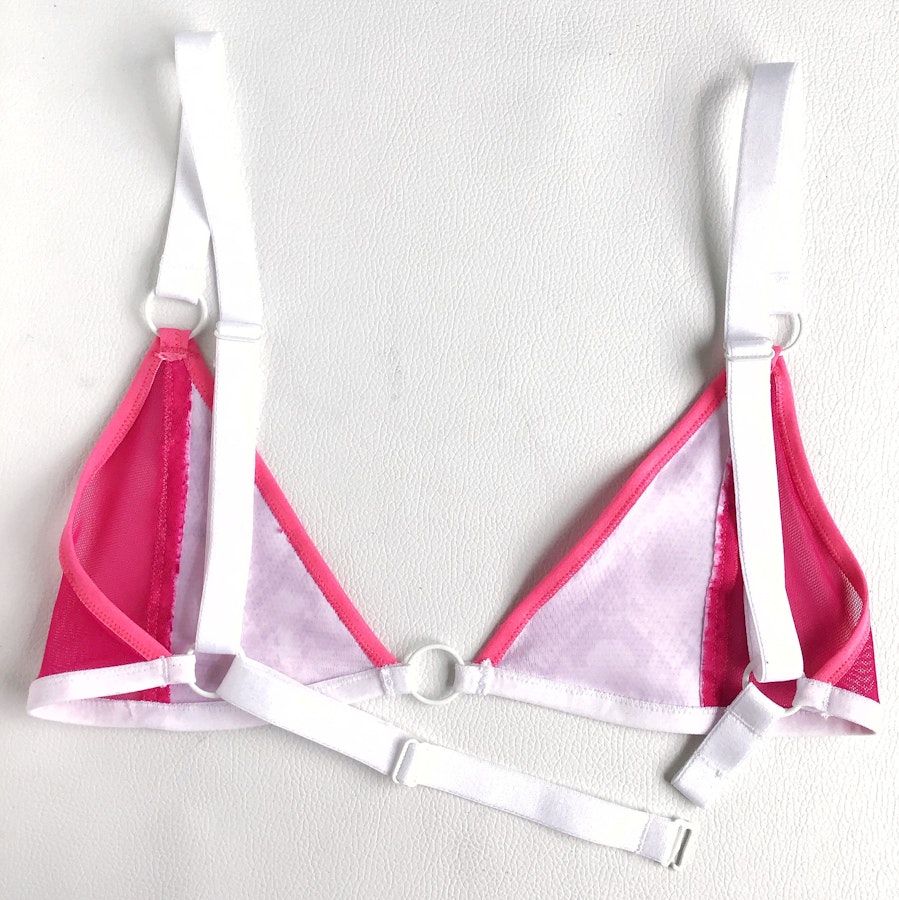Pink snake BABE mesh bra. Soft cup see thru sexy bralette. Wire free hot underwear. Handmade to order in your size lingerie Image # 172990