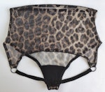 Leopard mesh crotchless SABBATH high waist knickers. Sheer open rear panties. Handmade to order sexy see thru lingerie. Thumbnail # 172998