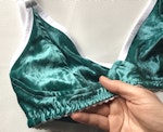 Turquoise velvet TOUCH wire free bra. Soft cup design for comfort fit. Handmade to order lingerie in your size Thumbnail # 173010