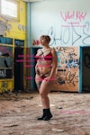Black mesh FAITH high waist thong. See thru cheeky underwear. Handmade to order sheer sexy lingerie. Thumbnail # 173038