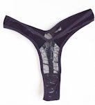 Black velvet & mesh spiderweb thong. Sexy see thru woman’s underwear. Handmade to order gothic lingerie in your size. Thumbnail # 173056