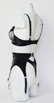 Black velvet & spiderweb mesh suspender belt. High waist see thru burlesque 4 clip garter. Handmade to order gothic lingerie. Thumbnail # 173073