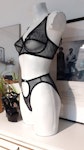 Black mesh FLOOZY sheer open knickers. High leg see thru cut out high waisted panties. Handmade to order sexy lingerie Thumbnail # 173088