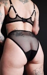 Black mesh FLOOZY sheer open knickers. High leg see thru cut out high waisted panties. Handmade to order sexy lingerie Thumbnail # 173089