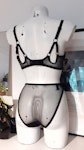 Black sheer FLOOZY soft cup mesh bra. Strappy retro wire free see thru bralette. Handmade to order sexy lingerie. Custom sizing. Thumbnail # 173098