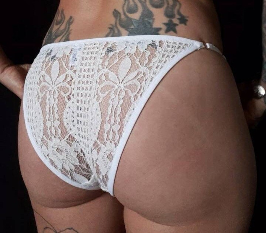 White floral lace LILITH knickers. High cut leg see thru panties. Bridal/ bridesmaid lingerie. Handmade to order in your size.