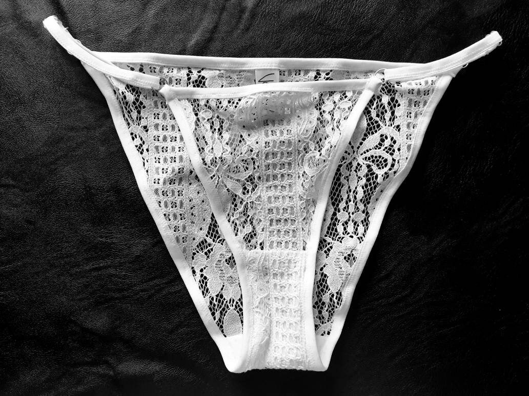 White floral lace LILITH knickers. High cut leg see thru panties. Bridal/ bridesmaid lingerie. Handmade to order in your size. photo