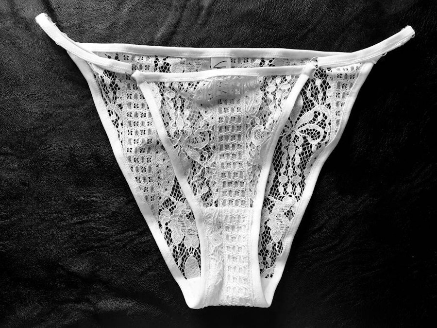 White floral lace LILITH knickers. High cut leg see thru panties. Bridal/ bridesmaid lingerie. Handmade to order in your size. Image # 173134