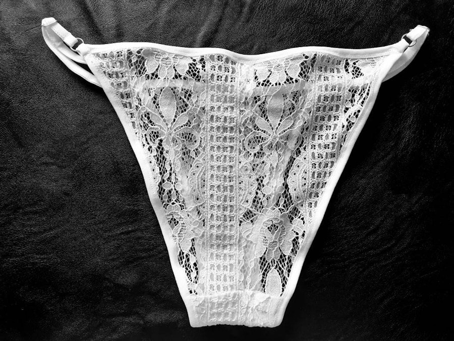 White floral lace LILITH knickers. High cut leg see thru panties. Bridal/ bridesmaid lingerie. Handmade to order in your size. Image # 173138