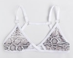 White snake LOVESICK lingerie set. Strappy soft cup bra & high hip thong woman’s underwear. Handmade to order in your size Thumbnail # 173153