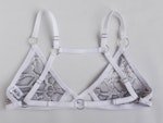 White snake LOVESICK lingerie set. Strappy soft cup bra & high hip thong woman’s underwear. Handmade to order in your size Thumbnail # 173159