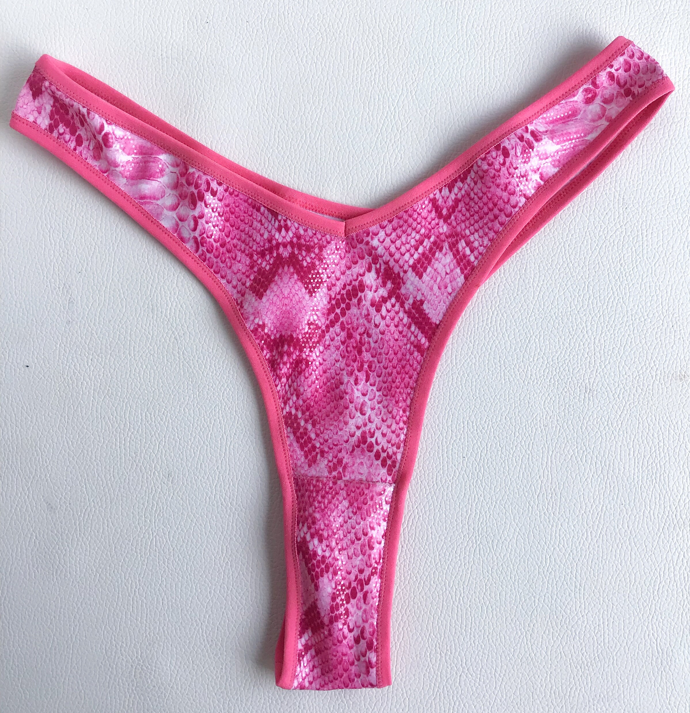 Hot pink VENUS snake thong. High cut sexy 80s retro style underwear. Comfort fit. Handmade to order in your size photo