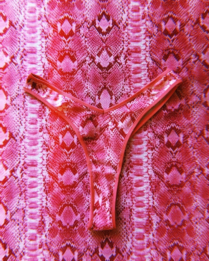 Hot pink VENUS snake thong. High cut sexy 80s retro style underwear. Comfort fit. Handmade to order in your size Image # 173169