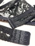 Black lace soft cup bra. Wire free, sexy see thru floral underwear. Handmade to order lingerie to your size. Thumbnail # 173257