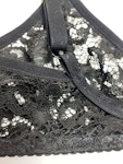 Black lace soft cup bra. Wire free, sexy see thru floral underwear. Handmade to order lingerie to your size. Thumbnail # 173261