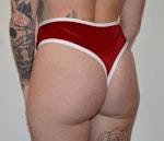 Red soft velvet FAITH high waist thong. Sexy underwear gift for her. Handmade to order lingerie in your size. Thumbnail # 173268