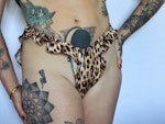 Leopard satin PASSION knickers. High waist retro style flutter panties. Handmade to order in your size lingerie. Thumbnail # 173275