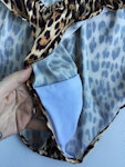 Leopard satin PASSION knickers. High waist retro style flutter panties. Handmade to order in your size lingerie. Thumbnail # 173276