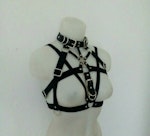 Three piece set (vegan leather garters with garter skirt and pentagram choker harness) Thumbnail # 175143