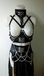 Underbust harness +chained maxi Skirt faux leather harness belt and garter belt skirt corset lacing Thumbnail # 175179