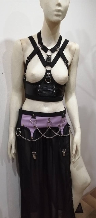 Purple panel chiffon skirt Image # 174888