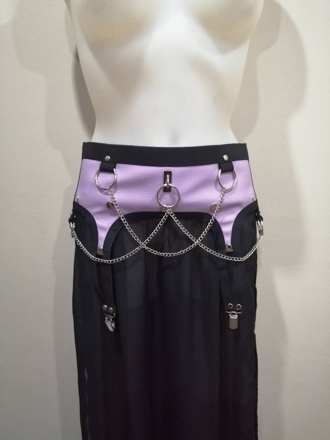 Purple panel chiffon skirt Image # 174889