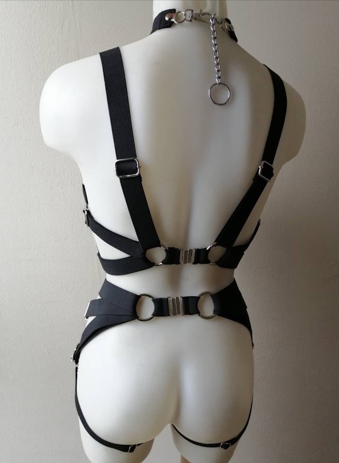 Two piece pentagram elastic harness (with leg straps) Image # 175351