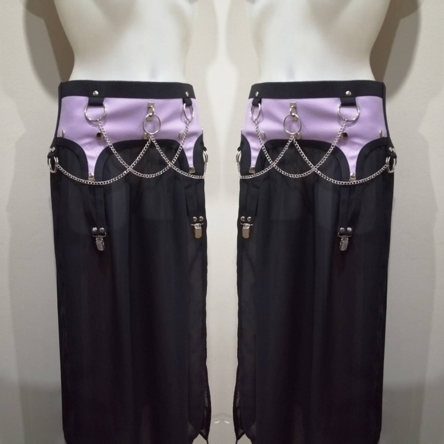 Purple panel chiffon skirt Image # 174887