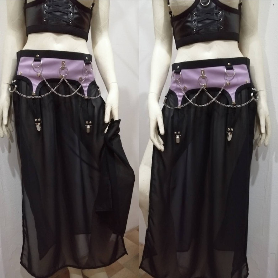 Purple panel chiffon skirt