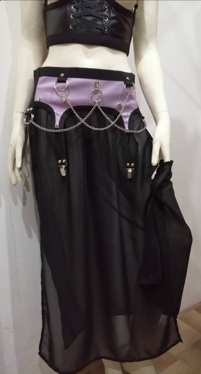 Purple panel chiffon skirt photo