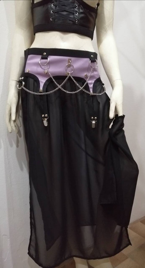 Purple panel chiffon skirt Image # 174885
