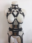 clear vynil harness set transparent vynil gothic alternative fashion under bust harness and garter belt set Thumbnail # 175360