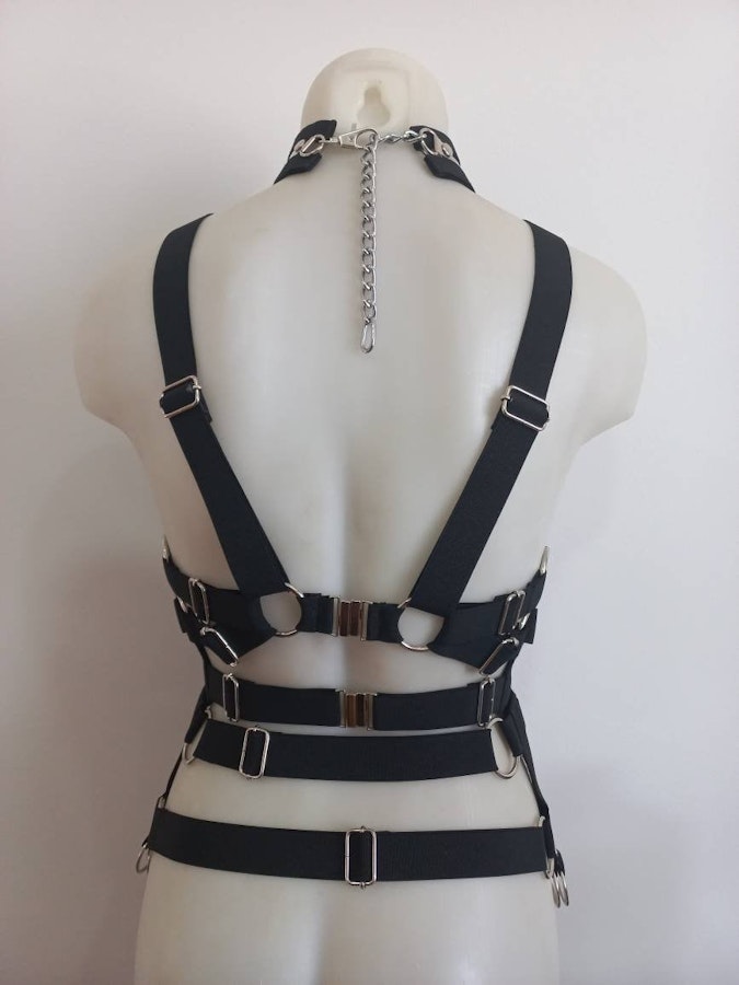 clear vynil harness set transparent vynil gothic alternative fashion under bust harness and garter belt set Image # 175361