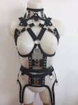 clear vynil harness set transparent vynil gothic alternative fashion under bust harness and garter belt set Thumbnail # 175359
